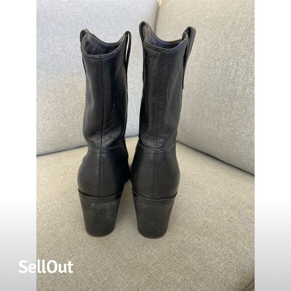 Tony Bianco Women's Black Leather Western Mid-Calf Boots Size 9 - Picture 4 of 8
